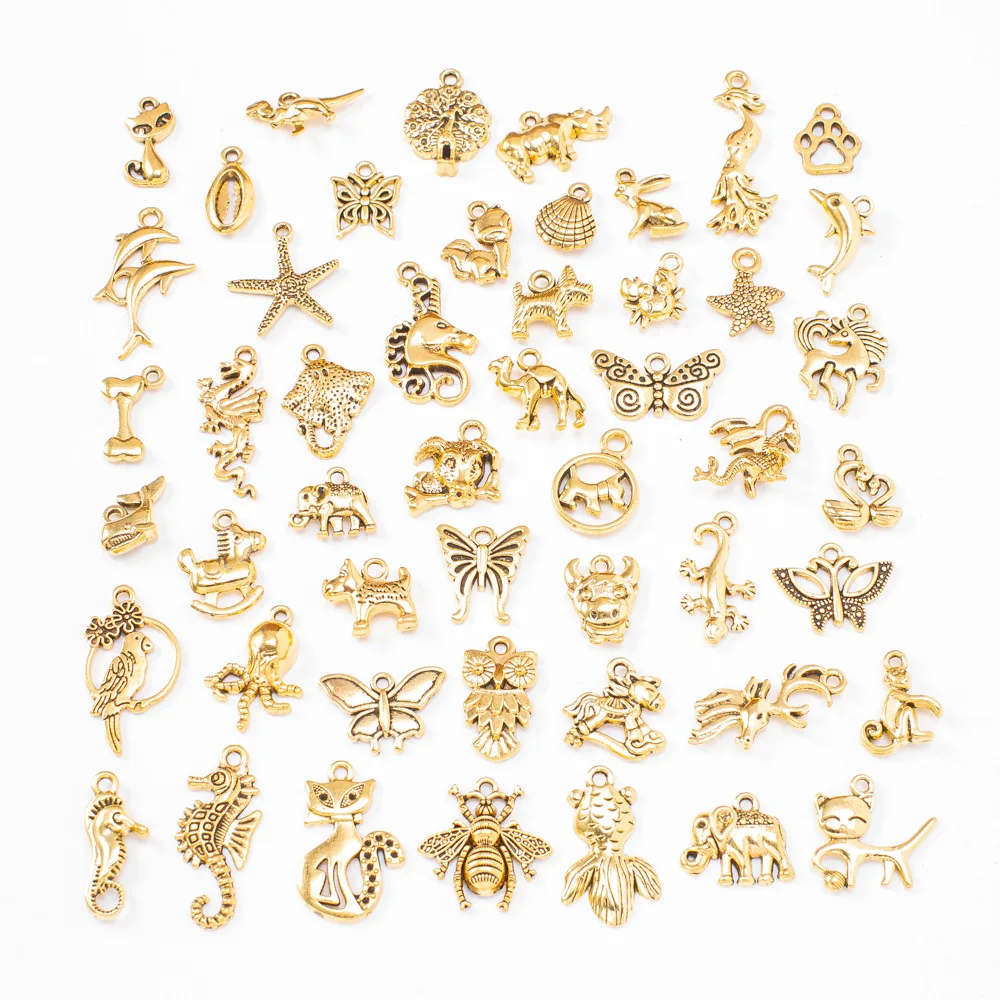 50pcs/bag Cute Gold Charm Set Alloy Pendants Diy for Necklace Bracelet Jewelry Making Findings Supplies
50pcs/bag Cute Gold Charm Set Alloy Pendants Diy for Necklace Bracelet Jewelry Making Findings Supplies