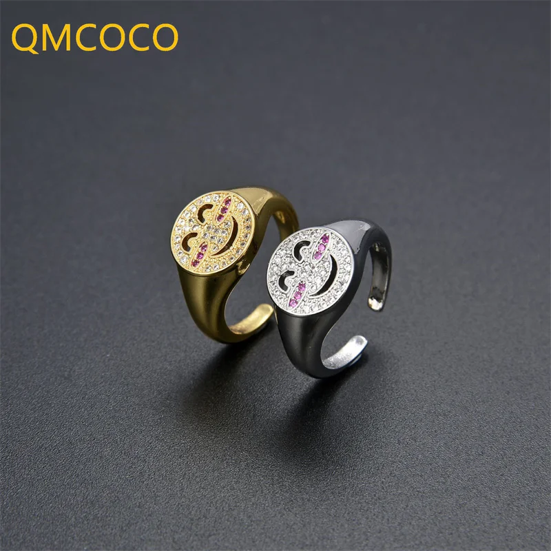 QMCOCO 2021 New Style Popular Smiley Face Ring Color Zircon Opening Adjustable INS Round Rings For Woman Girl Fine Jewelry Gifts
QMCOCO 2021 New Style Popular Smiley Face Ring Color Zircon Opening Adjustable INS Round Rings For Woman Girl Fine Jewelry Gifts