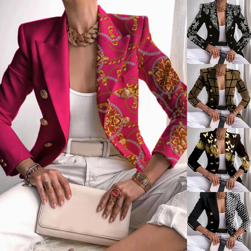 Outwear Office Wear Jacket Tailored Collar Slim Coat Blazer Coat Printed Womens Double Breasted Blazer Suit Office Outwear
Outwear Office Wear Jacket Tailored Collar Slim Coat Blazer Coat Printed Womens Double Breasted Blazer Suit Office Outwear