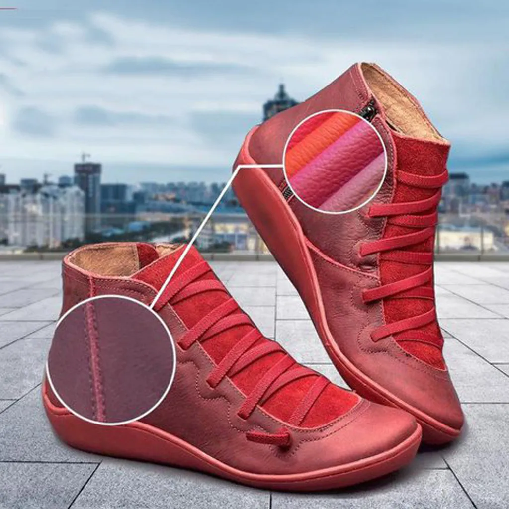 Casual Women Boots Solid Color Leather Lace-up Short Boots Female Retro Side Zipper Round Toe Shoes Ladies Flat Winter Boots New
Casual Women Boots Solid Color Leather Lace-up Short Boots Female Retro Side Zipper Round Toe Shoes Ladies Flat Winter Boots New