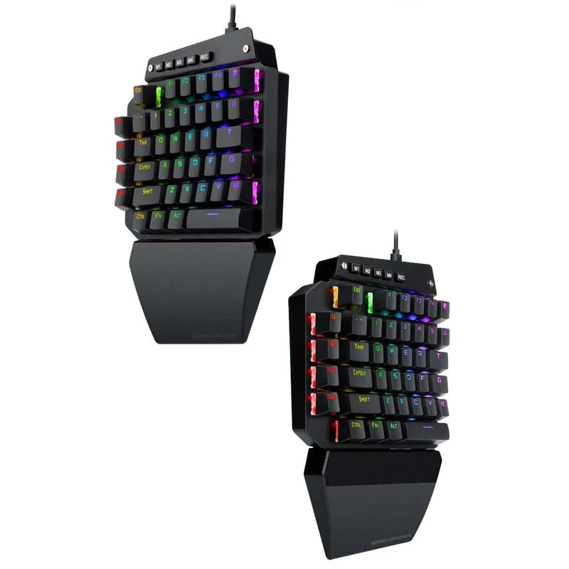One Handed Mechanical Gaming Keyboard with RGB Led Backlit,Blue Switches,Detachable Palmrest,USB Cable,44-Key for LOL/Wow 
One Handed Mechanical Gaming Keyboard with RGB Led Backlit,Blue Switches,Detachable Palmrest,USB Cable,44-Key for LOL/Wow