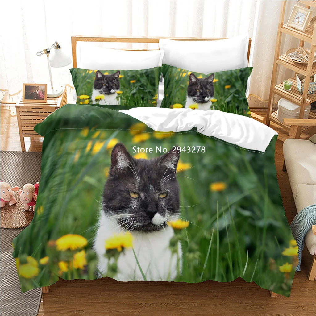 Hot Animal Bedding Set Fashion Comfortable Duvet Cover Pillowcase Linen Cat Print Home Textile Deluxe Full-Size Bedroom Decor
Hot Animal Bedding Set Fashion Comfortable Duvet Cover Pillowcase Linen Cat Print Home Textile Deluxe Full-Size Bedroom Decor