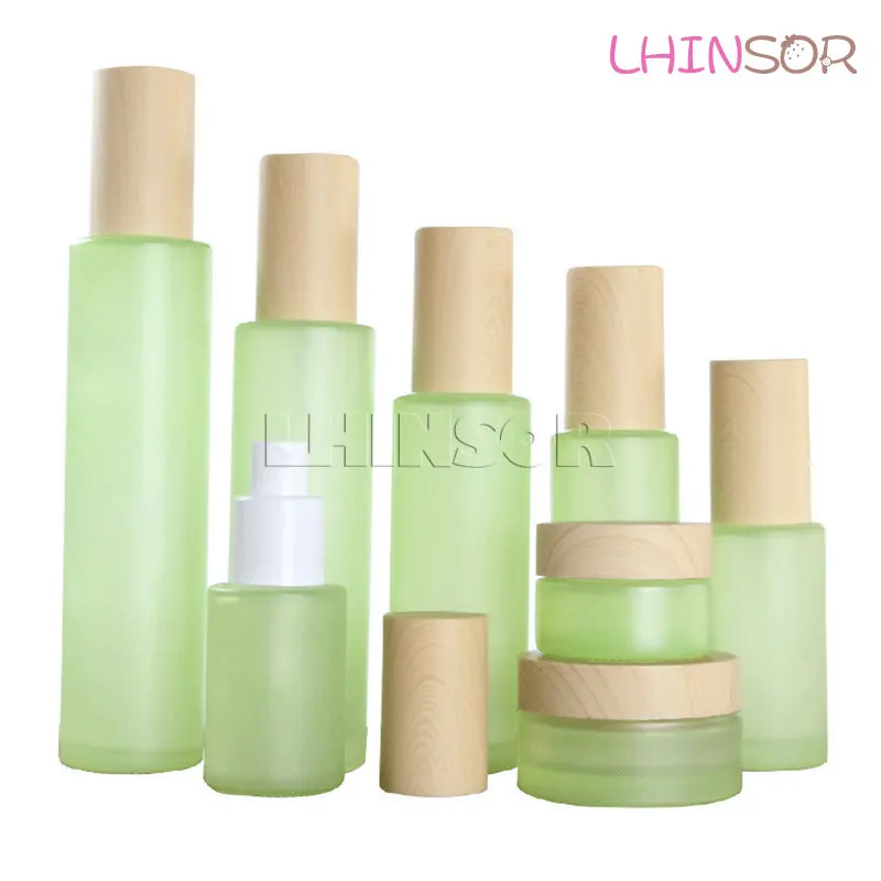 5pcs/lot Wood Grain Cover Green Glass Spray Press Pump Bottle Lotion Bottles Cream Jars Empty Cosmetic Packing Containers
5pcs/lot Wood Grain Cover Green Glass Spray Press Pump Bottle Lotion Bottles Cream Jars Empty Cosmetic Packing Containers