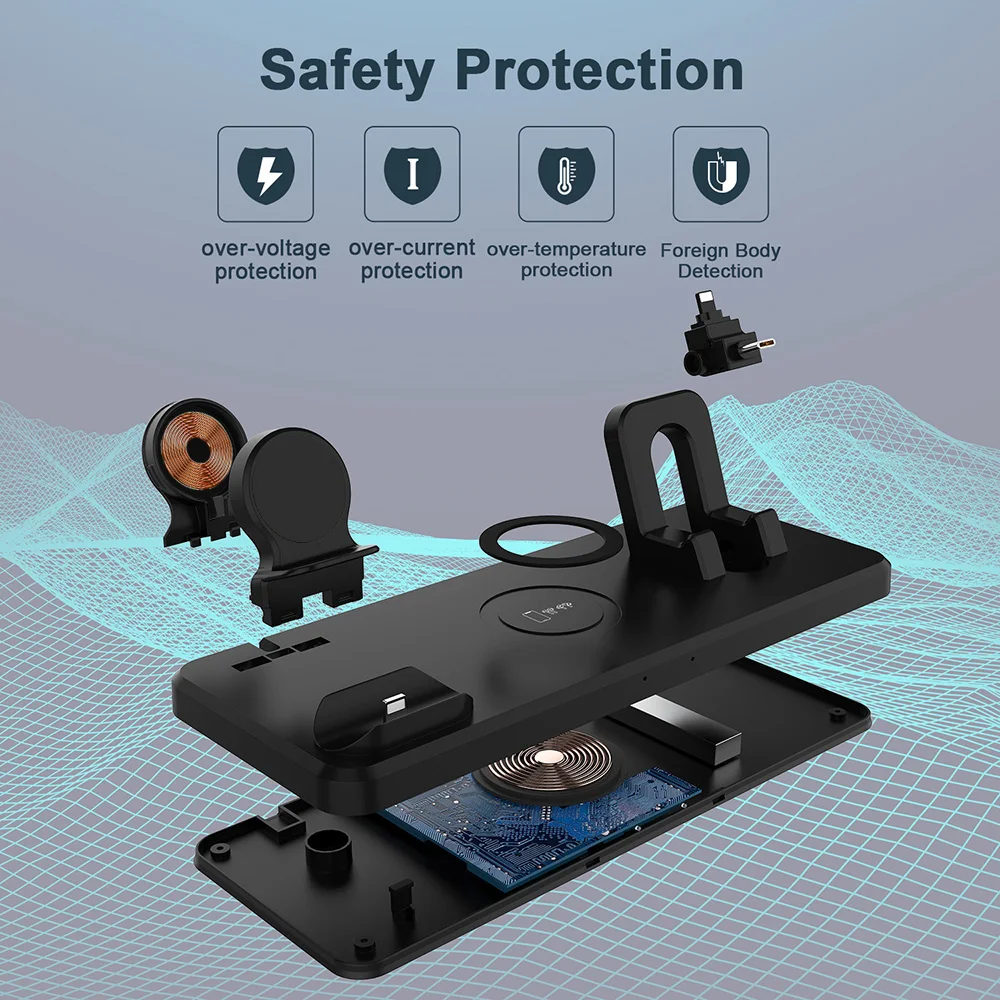 4 in 1 Qi Wireless Charger for iPhone 12 11 XS XR X for Apple Watch 6 5 4 3 AirPods Pro 15W Fast Wireless Charging Dock Station
4 in 1 Qi Wireless Charger for iPhone 12 11 XS XR X for Apple Watch 6 5 4 3 AirPods Pro 15W Fast Wireless Charging Dock Station