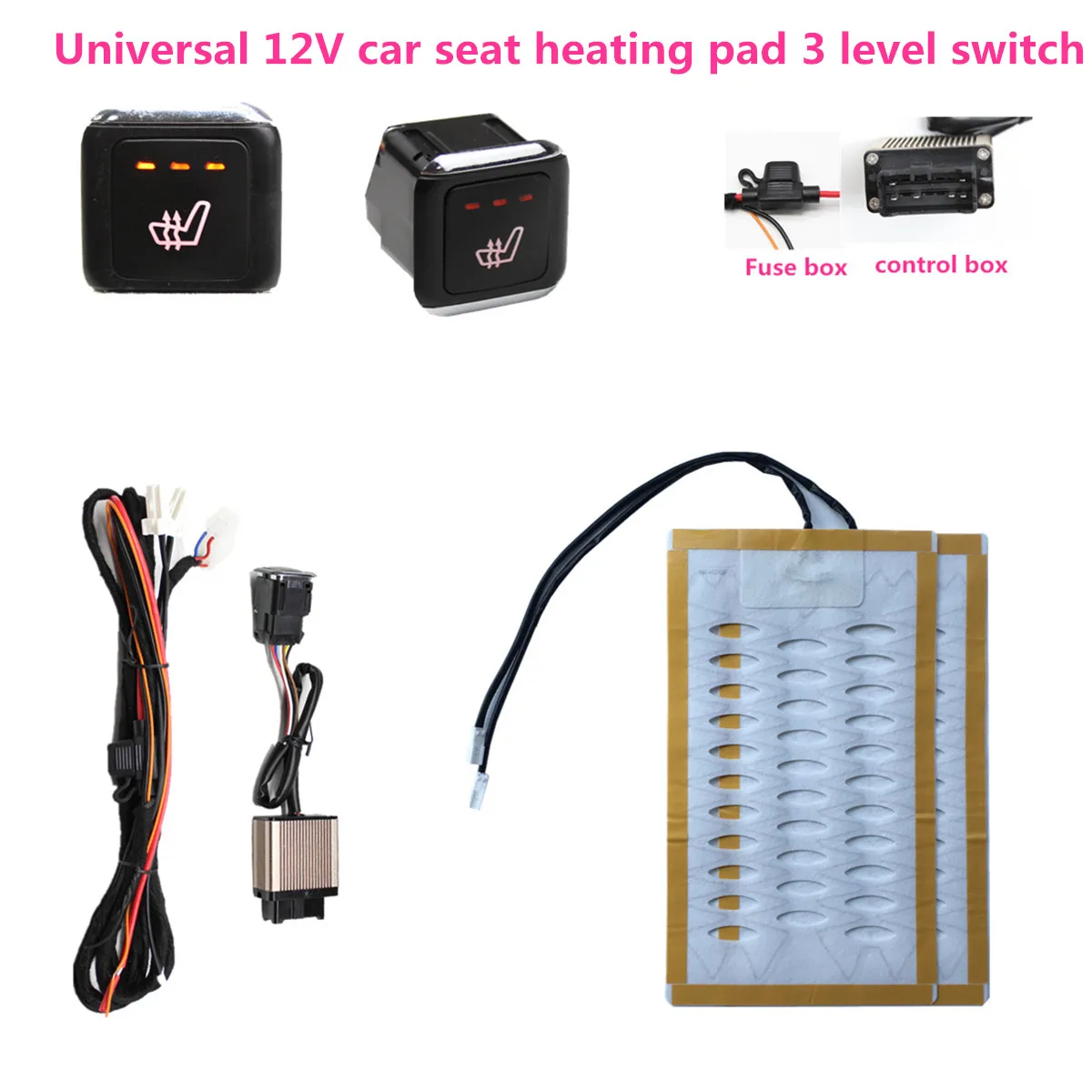 Universal Alloy wire Heated Seat Heater 12V Pads 3 Level Switch Winter Warmer Seat heating Covers 12V
Universal Alloy wire Heated Seat Heater 12V Pads 3 Level Switch Winter Warmer Seat heating Covers 12V