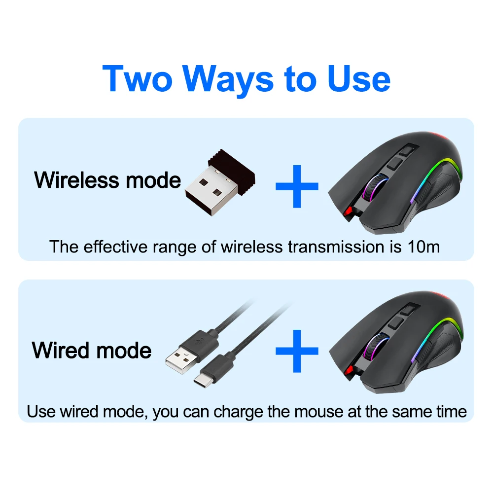 Redragon Griffin M602 KS RGB USB 2.4G Wireless Gaming Mouse 8000 DPI 8 buttons Programmable ergonomic for gamer Mice laptop PC
Redragon Griffin M602 KS RGB USB 2.4G Wireless Gaming Mouse 8000 DPI 8 buttons Programmable ergonomic for gamer Mice laptop PC