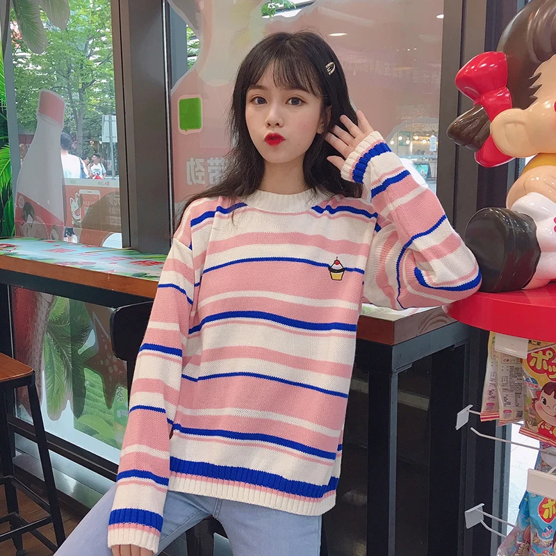 sweet knitted fashion brand women tops o-neck long sleeve pullovers Sweaters Women's Clothing new Spring autumn striped loose
sweet knitted fashion brand women tops o-neck long sleeve pullovers Sweaters Women's Clothing new Spring autumn striped loose