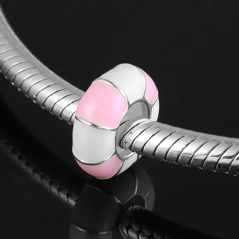 Новое 925 пробы Серебряное розовое эмалевое кольцо для плавания пробки