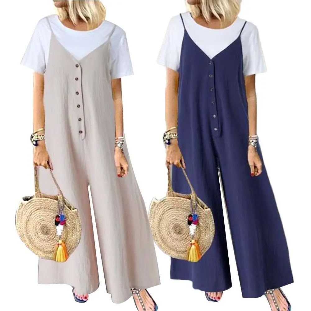 Hot Sales!!! Women Solid Color Suspender Trousers Single-breasted Pockets Jumpsuit Overall
Hot Sales!!! Women Solid Color Suspender Trousers Single-breasted Pockets Jumpsuit Overall