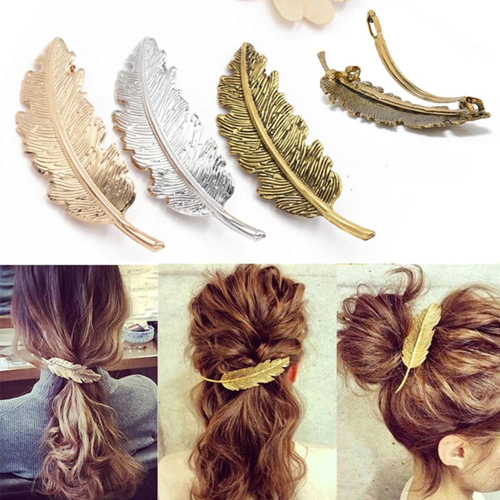 2021 Hot New Alloy Vintage Hair Clip Feather Leaf Shape Barrette Metal Hairpins for Women Lady Headwear Hair Accessories Fashion
2021 Hot New Alloy Vintage Hair Clip Feather Leaf Shape Barrette Metal Hairpins for Women Lady Headwear Hair Accessories Fashion