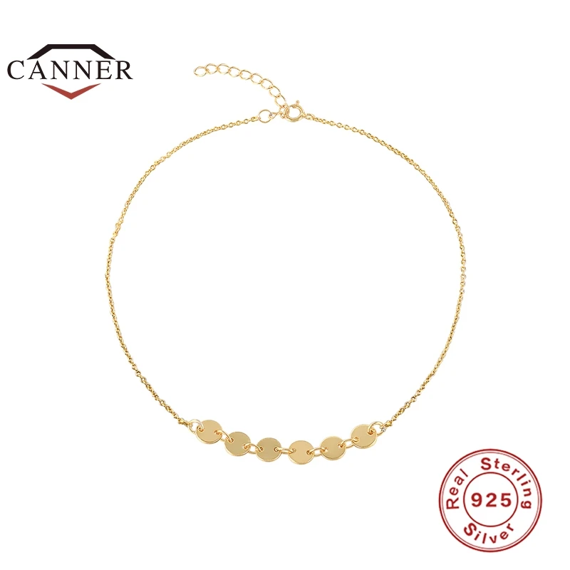 CANNER Real 925 Sterling Silver 6 Discs Synthetic Short Wild Bracelet For Women Gold Color Bracelets Fine Jewelry pulseras
CANNER Real 925 Sterling Silver 6 Discs Synthetic Short Wild Bracelet For Women Gold Color Bracelets Fine Jewelry pulseras