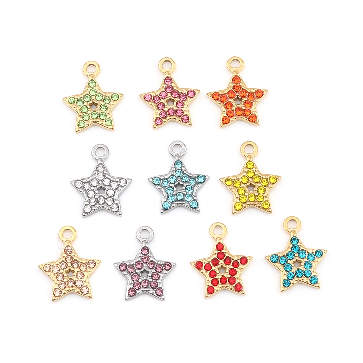 2 PCs 304 Stainless Steel Charms Pentagram Star Color Pink Rhinestone 15mm x 12mm 
2 PCs 304 Stainless Steel Charms Pentagram Star Color Pink Rhinestone 15mm x 12mm