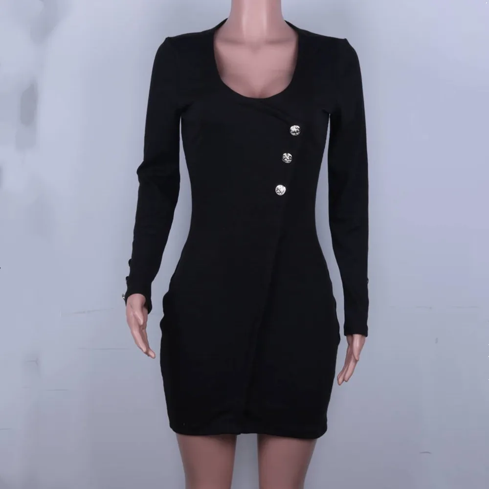 Bodycon Dress Women's 2020 Autumn Winter New Solid Color Diagonal Button Round Neck Long Sleeve Sexy Dress Femme Robe Vestidos
Bodycon Dress Women's 2020 Autumn Winter New Solid Color Diagonal Button Round Neck Long Sleeve Sexy Dress Femme Robe Vestidos