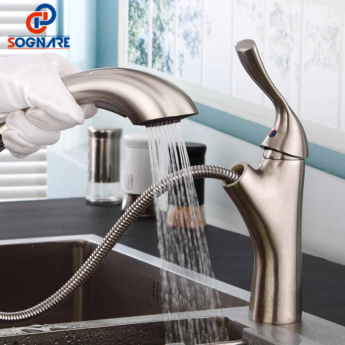 SOGNARE Kitchen Faucet Single Handle Pull Down Sprayer Hot Cold Water Sink Mixer 2Stream Mode Basin Tap Cuisine Cocina Для Кухни 
SOGNARE Kitchen Faucet Single Handle Pull Down Sprayer Hot Cold Water Sink Mixer 2Stream Mode Basin Tap Cuisine Cocina Для Кухни