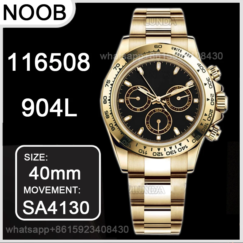 Men's Automatic Mechanical Watch 40MM Daytona 116508 YG Noob 1:1 Best Edition 904L SS Case and Bracelet Black Dial SA4130 top
Men's Automatic Mechanical Watch 40MM Daytona 116508 YG Noob 1:1 Best Edition 904L SS Case and Bracelet Black Dial SA4130 top