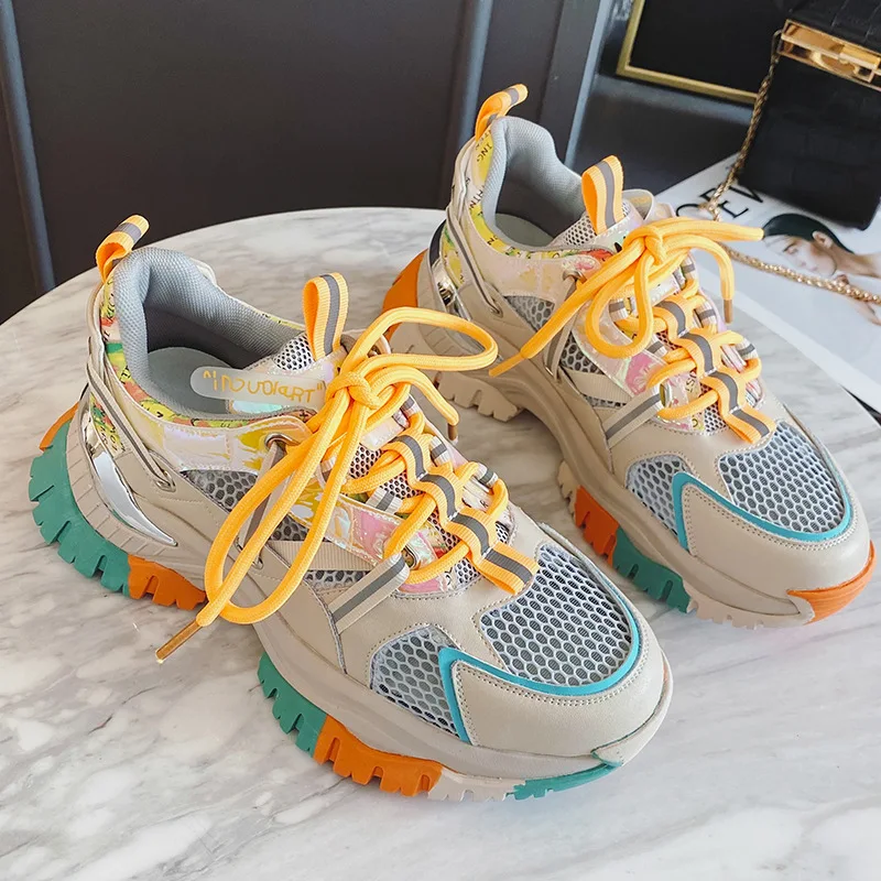 Mesh sneakers women 2021 summer new hollow breathable old shoes leather color thick bottom ins trendy shoes women shoes 
Mesh sneakers women 2021 summer new hollow breathable old shoes leather color thick bottom ins trendy shoes women shoes