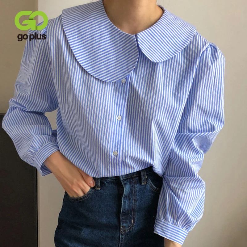 GOPLUS Women's Shirt Blouse Korean Style Striped Turn Down Collar Long Sleeve Tops Ropa De Mujer 2021 Blusas Mujer De Moda
GOPLUS Women's Shirt Blouse Korean Style Striped Turn Down Collar Long Sleeve Tops Ropa De Mujer 2021 Blusas Mujer De Moda