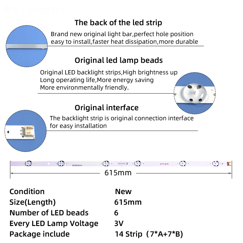 Eastern Star 100% new original stock led backlight SSC_32LK55_6LED_REV01_171220 Replacement led backlight strip
Eastern Star 100% new original stock led backlight SSC_32LK55_6LED_REV01_171220 Replacement led backlight strip