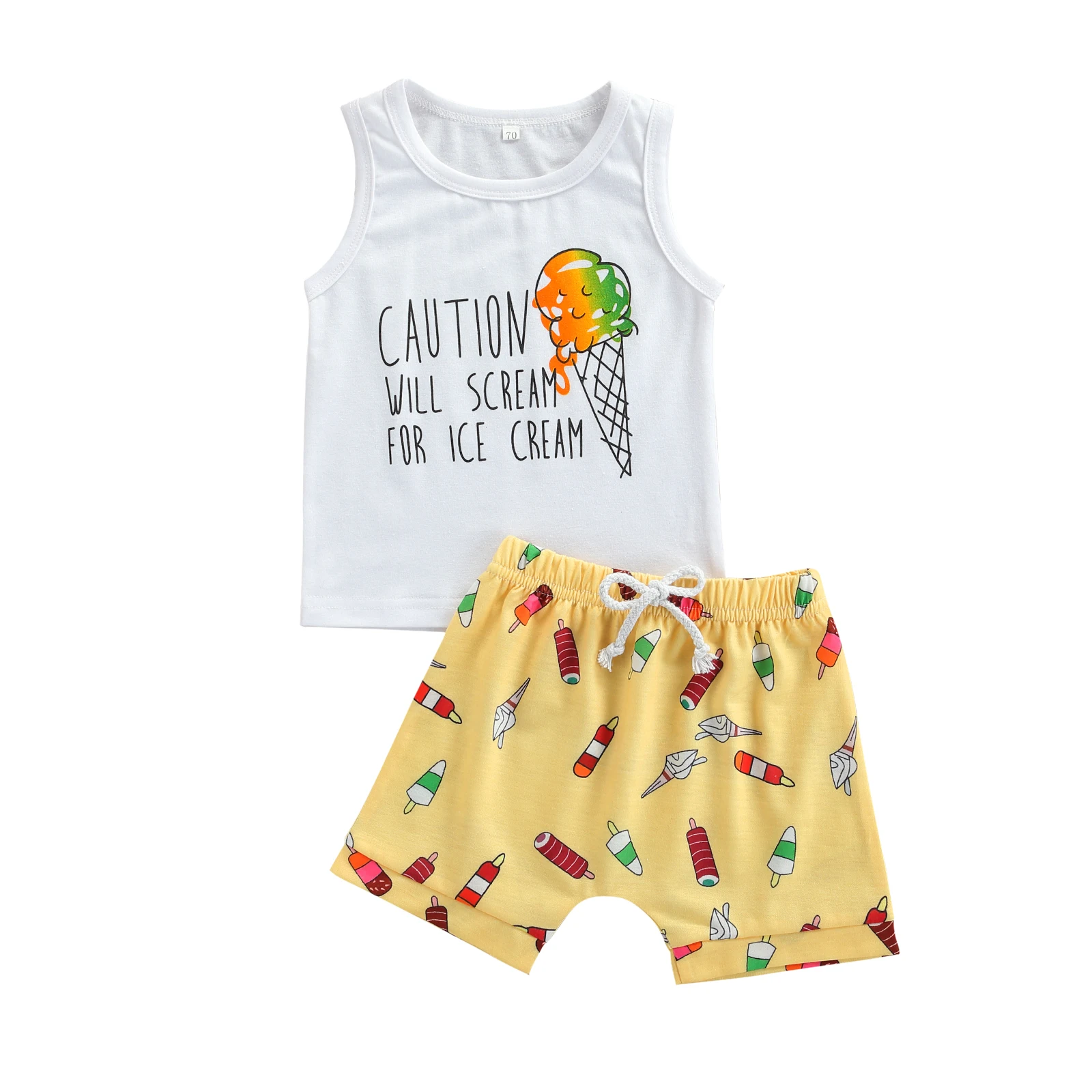 Toddler Newborn Fashion Boys Children's Clothing Sets Kids Ice Cream Printed Letter Sleeveless Vest Tops Shorts Trousers Summer
Toddler Newborn Fashion Boys Children's Clothing Sets Kids Ice Cream Printed Letter Sleeveless Vest Tops Shorts Trousers Summer