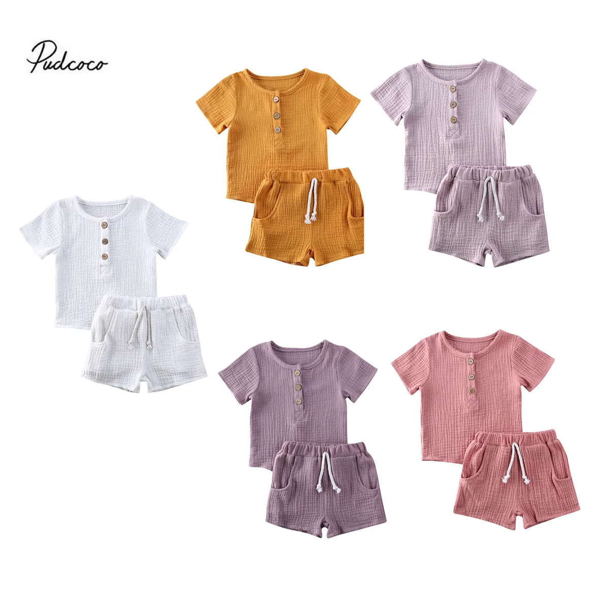 2020 Baby Summer Clothing Toddler Kids Boys Cotton Linen Casual Clothes T-shirt Tops&ampPants Short Sleeve Outfit 2Pcs Set | Детская