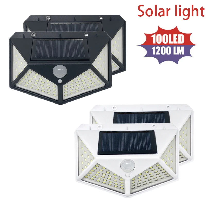 

3Mode Waterproof 100 LED Solar Motion Sensor Lights Outdoor Sunlight Solar Powered Street Wall Lamp for Garden Decoration