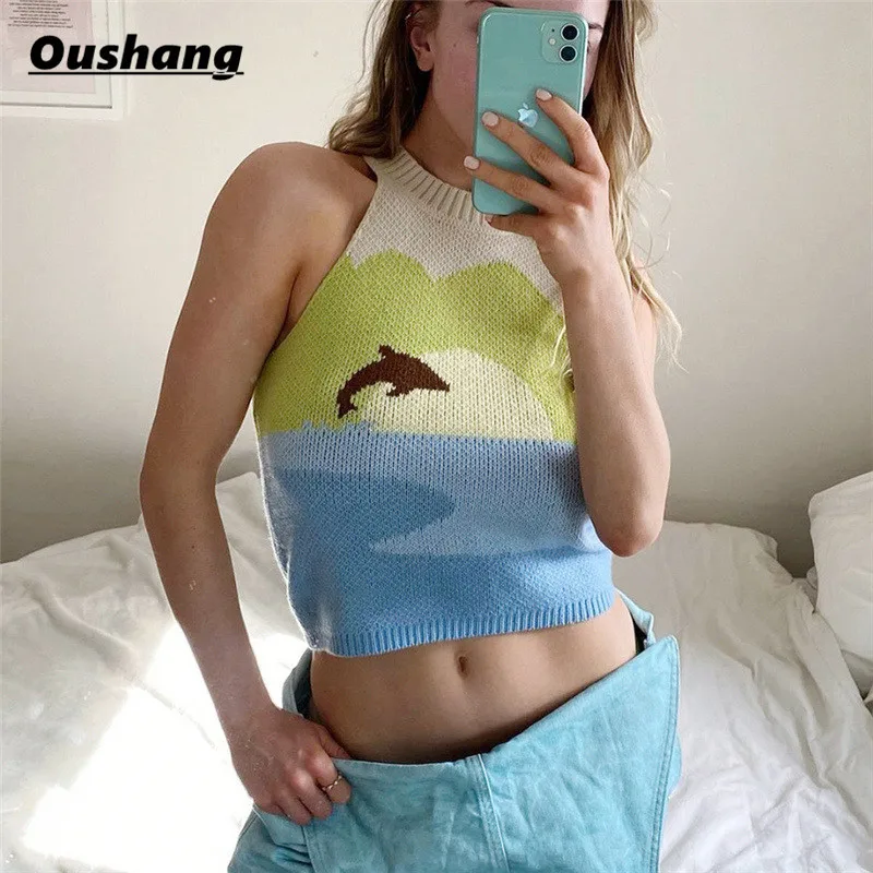 2021 Summer Print Green Crop Top Knitted Women Sleeveless Beach Camis Casual Y2K Streetwear Fashion Party Tank Tops Sexy Club
2021 Summer Print Green Crop Top Knitted Women Sleeveless Beach Camis Casual Y2K Streetwear Fashion Party Tank Tops Sexy Club