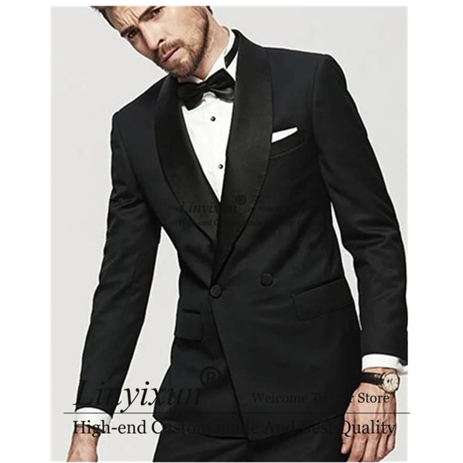 Formal Black Shawl Lapel Mens Suits Double Breasted Groom Tuxedos 2 Pieces Jacket Pants Male Wedding Dress Bridegroom Outfit
Formal Black Shawl Lapel Mens Suits Double Breasted Groom Tuxedos 2 Pieces Jacket Pants Male Wedding Dress Bridegroom Outfit
