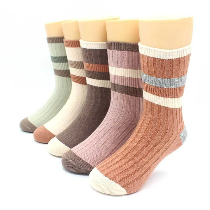 

5 Pairs Kids Socks Thick Cotton Socks Boys Girls Tube Stripe Stockings Floor Slouch Infant Socks Newborn Toddler Accessories