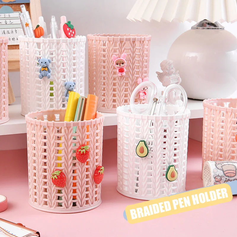 Ins Pen Holder Korean Creative Imitation Woven Plastic Round Desktop Stationary Organizer Students Pen Holder Bucket
Ins Pen Holder Korean Creative Imitation Woven Plastic Round Desktop Stationary Organizer Students Pen Holder Bucket