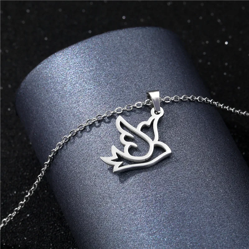 

Stainless Steel Hollow Lucky Flying peace dove bird swallow Pendant Chain Necklace Love Woman Mother Girl Gift Wedding Jewelry