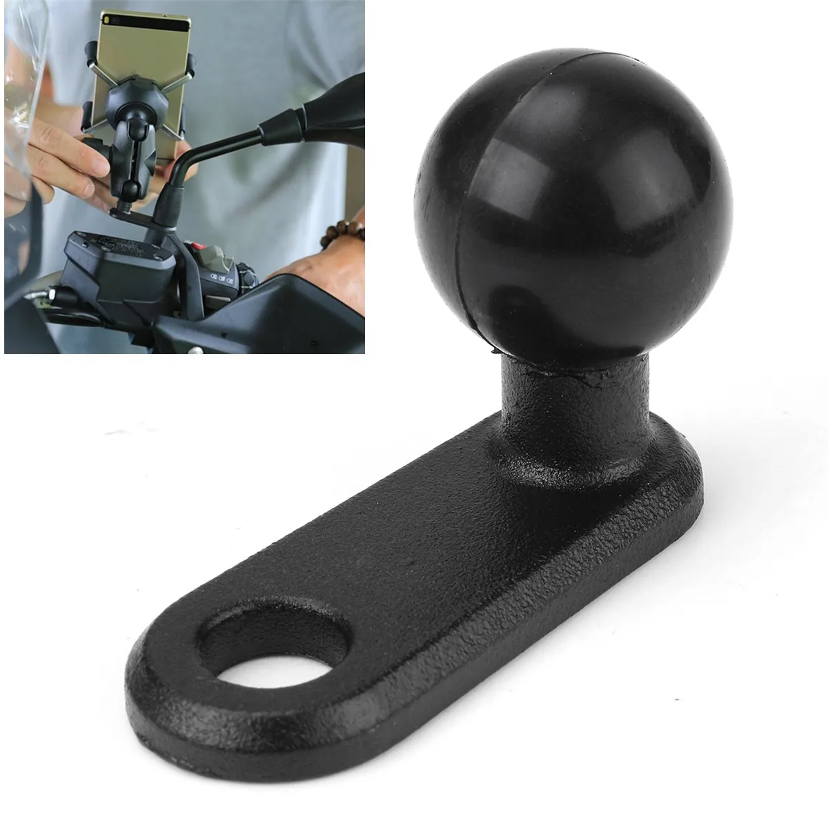 10mm Hole Universal Motorcycle Rearview Mirror Base Mobile Phone GPS Holder Stand Mount Bracket 90 Degree Ball Head RAM-B-252U
10mm Hole Universal Motorcycle Rearview Mirror Base Mobile Phone GPS Holder Stand Mount Bracket 90 Degree Ball Head RAM-B-252U