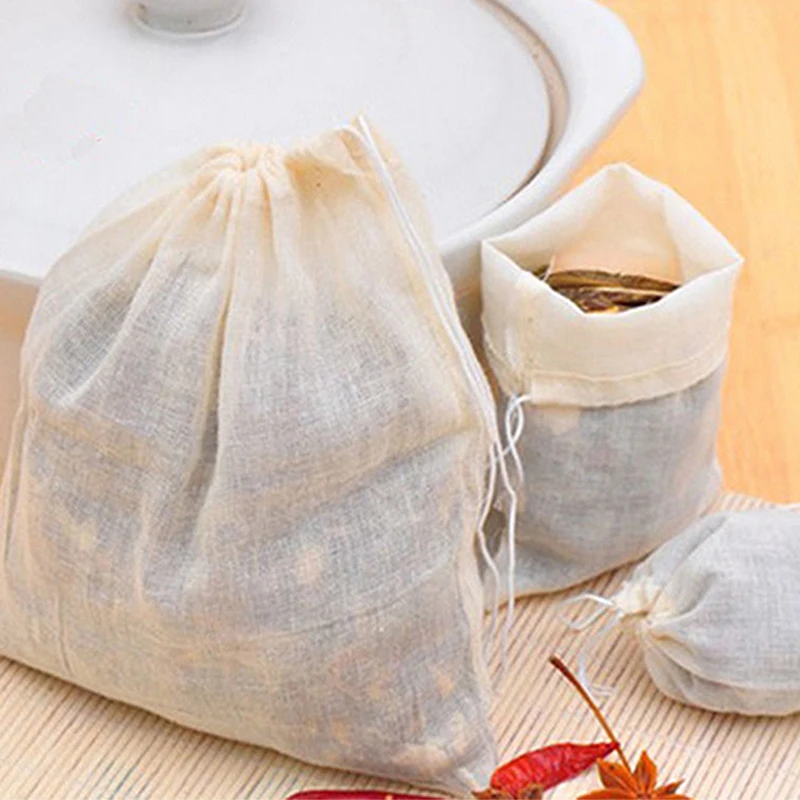 10Pcs Empty Tea Bags Cotton Drawstring Straining Tea Cooking Separate Spice Filter Bag Disposable Teabags 8*10cm
10Pcs Empty Tea Bags Cotton Drawstring Straining Tea Cooking Separate Spice Filter Bag Disposable Teabags 8*10cm
