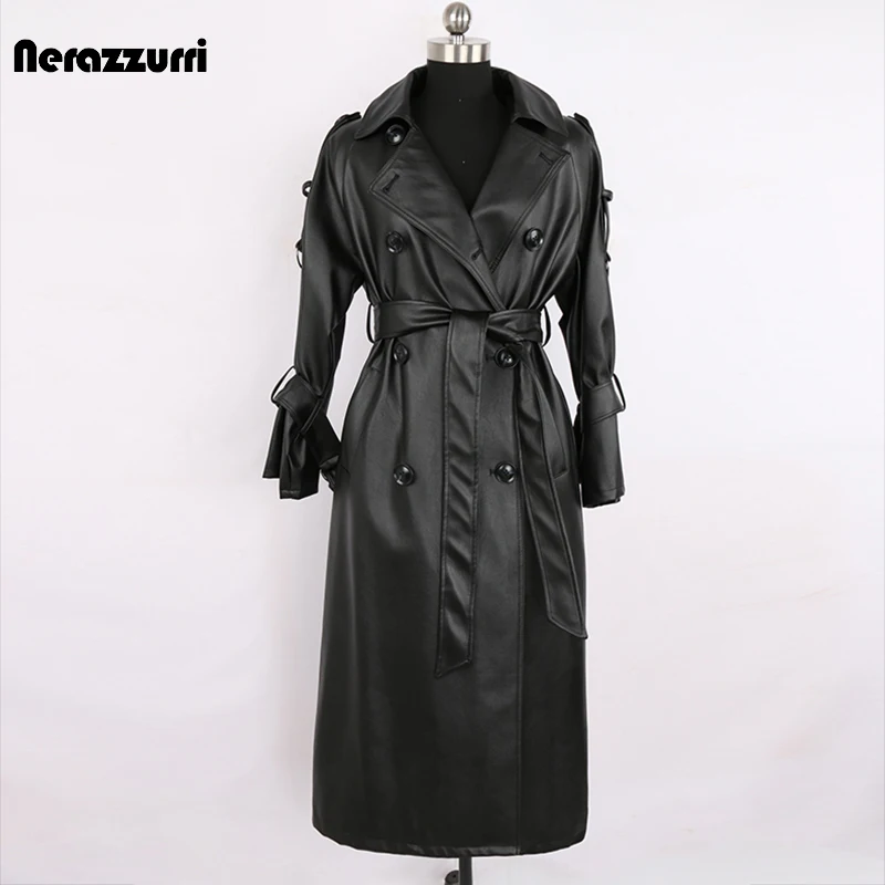 Nerazzurri Autumn Long Beige Black Leather Trench Coat for Women 2021 Raglan Sleeve Double Breasted British Style Fashion 2021
Nerazzurri Autumn Long Beige Black Leather Trench Coat for Women 2021 Raglan Sleeve Double Breasted British Style Fashion 2021
