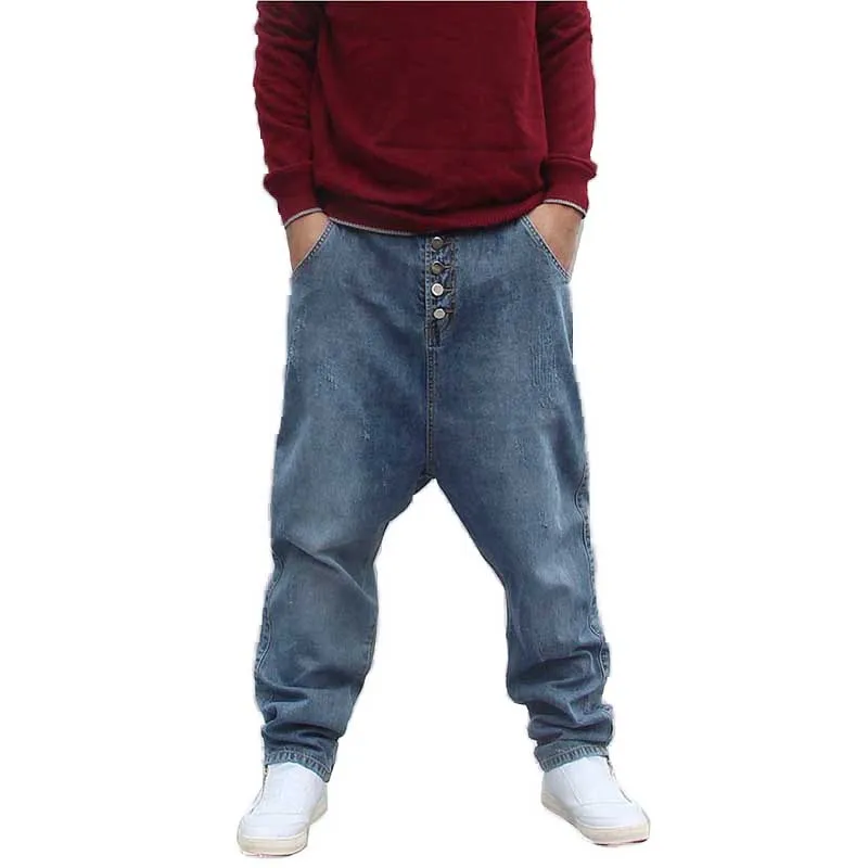 Trendy Loose Baggy Harem Jeans Men Casual Streetwear Hip Hop Denim Pants Low Crotch Front Button Blue Trousers Joggers Clothing
Trendy Loose Baggy Harem Jeans Men Casual Streetwear Hip Hop Denim Pants Low Crotch Front Button Blue Trousers Joggers Clothing