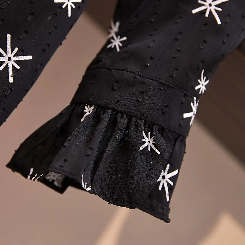 Autumn Women V Neck Printed Chiffon Long Shirt Dress Plus Size Lantern Sleeve Vestidos Elegant A Line Black Dress For Women 
Autumn Women V Neck Printed Chiffon Long Shirt Dress Plus Size Lantern Sleeve Vestidos Elegant A Line Black Dress For Women