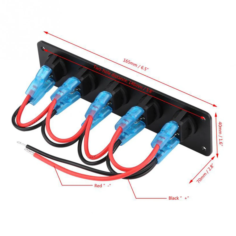 5 Gang Rocker Switches Panel 12-24V Blue/Green/Red LED 5 Gang Round Dash Rocker Toggle Switches Panel for RV Boat Yacht Marine
5 Gang Rocker Switches Panel 12-24V Blue/Green/Red LED 5 Gang Round Dash Rocker Toggle Switches Panel for RV Boat Yacht Marine