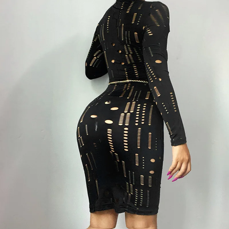 Women Spring Autumn Black Pencil Dresses Hollow Out See Through O-Neck Long Sleeve Slim Hips Dress For Woman Robe Femme Vestidos
Women Spring Autumn Black Pencil Dresses Hollow Out See Through O-Neck Long Sleeve Slim Hips Dress For Woman Robe Femme Vestidos