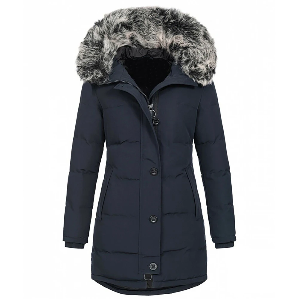 Winter Women Thick Outwear Fur Hooded Zip Button Casual Solid Long Sleeve Warm Long Coats Slim Fit Fashion Female Autumn Jacket
Winter Women Thick Outwear Fur Hooded Zip Button Casual Solid Long Sleeve Warm Long Coats Slim Fit Fashion Female Autumn Jacket
