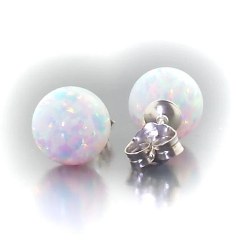 Stud Earrings for Women Fashion Ladies Round Faux Fire Opal Ear Piercing Sweet Girls Party Wedding Jewelry Gift | Украшения и