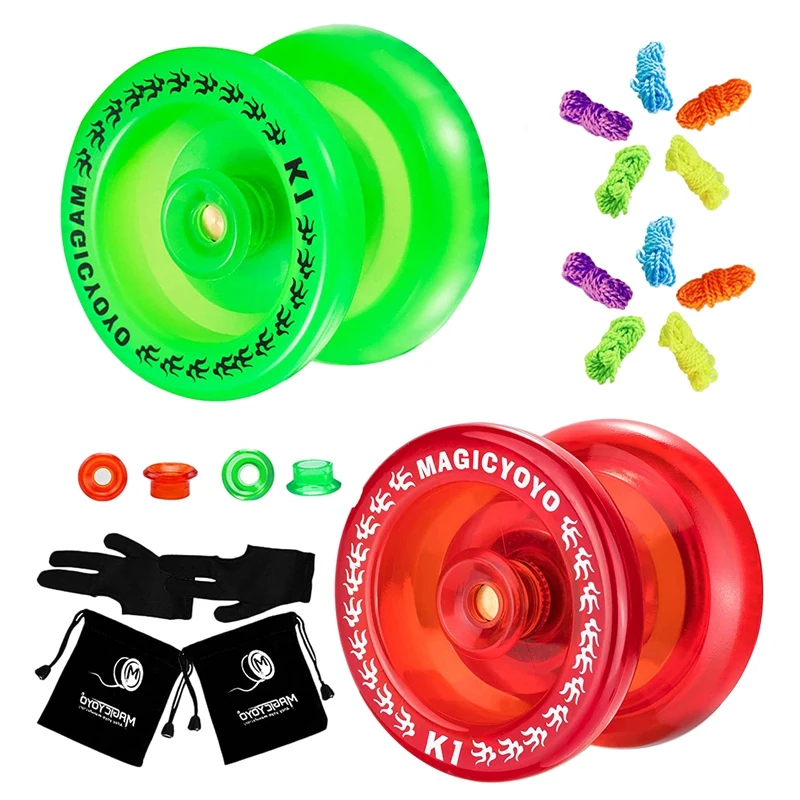 MAGICYOYO Pack of 2 Yoyos,K1 Responsive YoYos with 2 Yoyo Sacks+10 Strings and 2 Yo-Yo Gloves Gift ( Crystal Red & Green Yoyo)
MAGICYOYO Pack of 2 Yoyos,K1 Responsive YoYos with 2 Yoyo Sacks+10 Strings and 2 Yo-Yo Gloves Gift ( Crystal Red & Green Yoyo)