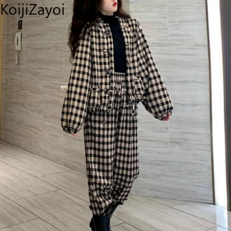 Koijizayoi Plaid Women Two Pieces Set Long Sleeves Cardigan High Waist Wide Leg Pant Chic Korean Fashion Suit Loose Outfits 2022
Koijizayoi Plaid Women Two Pieces Set Long Sleeves Cardigan High Waist Wide Leg Pant Chic Korean Fashion Suit Loose Outfits 2022