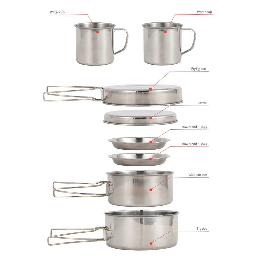 8pcs/Set Camping Travel Equipment Tableware Cookware Pot Pan Hiking Cooking Bowl 5-6 Person Outdoor Foldable Camping Cookware 
8pcs/Set Camping Travel Equipment Tableware Cookware Pot Pan Hiking Cooking Bowl 5-6 Person Outdoor Foldable Camping Cookware
