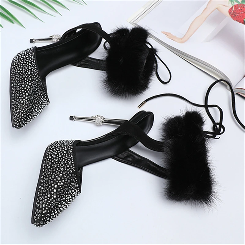 Women Fur Sandals Summer Shoes High Heels 12cm Pumps Rabbit Fur Fashion Metal Stiletto Sexy Party Fenty Beauty Ankle Strap Shoes
Women Fur Sandals Summer Shoes High Heels 12cm Pumps Rabbit Fur Fashion Metal Stiletto Sexy Party Fenty Beauty Ankle Strap Shoes