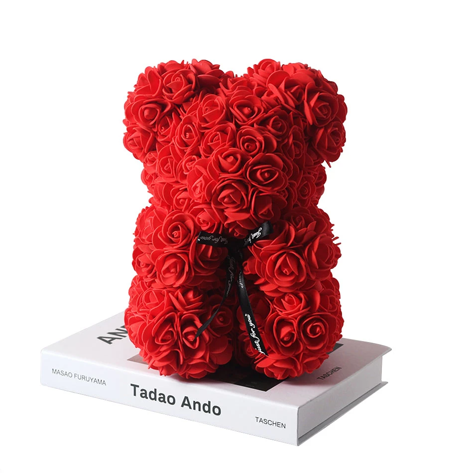 Лидер продаж подарок на день Святого Валентина 25 см красная роза плюшевый мишка