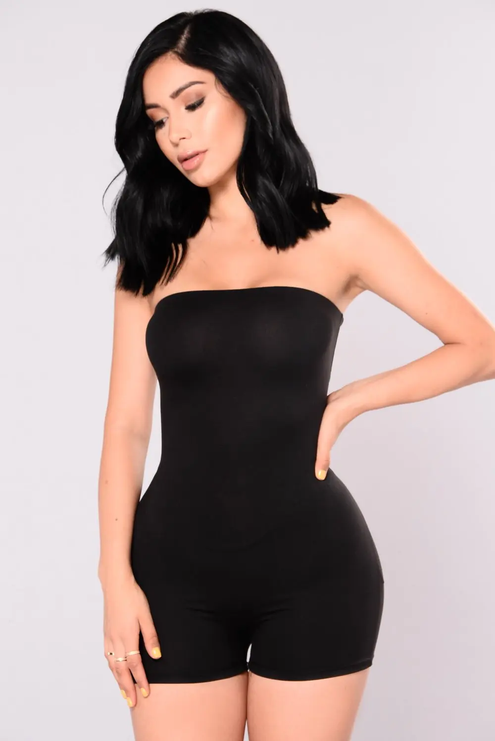 

Stylish Women Sleeveless Jumpsuit Bodycon Off Shoulder Strapless Playsuit Romper Shorts