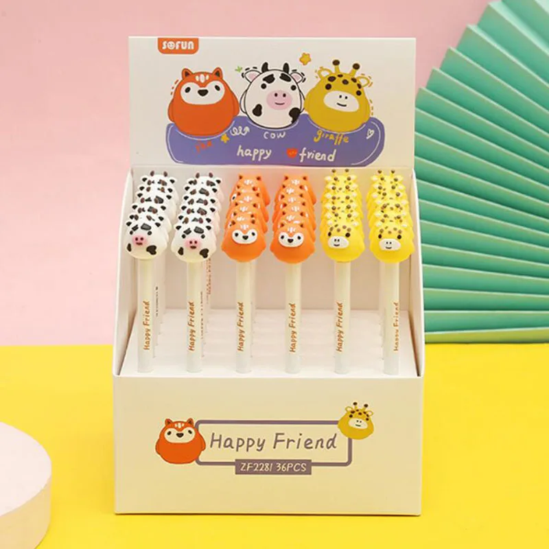 36 pcs/lot Creative Animal Gel Pen Cute 0.5mm Black ink Signature Pens School writing Supply Promotional Gift
36 pcs/lot Creative Animal Gel Pen Cute 0.5mm Black ink Signature Pens School writing Supply Promotional Gift