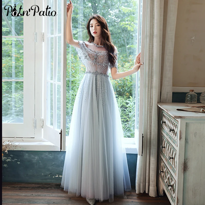 Fancy Evening Dresses With Heavily Handmade Beads And Sequins 2021 Elegant O-neck A-line Floor-length Tulle Long Prom Gowns
Fancy Evening Dresses With Heavily Handmade Beads And Sequins 2021 Elegant O-neck A-line Floor-length Tulle Long Prom Gowns