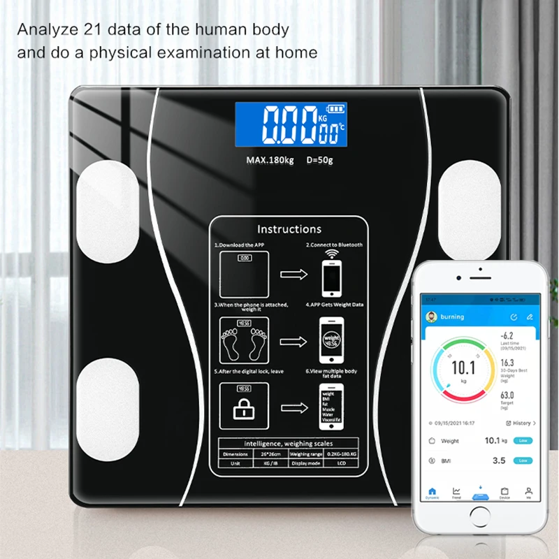 Body Fat Scales Floor Bathroom Electronic Scales LED Digital Smart Weight Scales Wireless Bluetooth Balance BMI Sync Application
Body Fat Scales Floor Bathroom Electronic Scales LED Digital Smart Weight Scales Wireless Bluetooth Balance BMI Sync Application