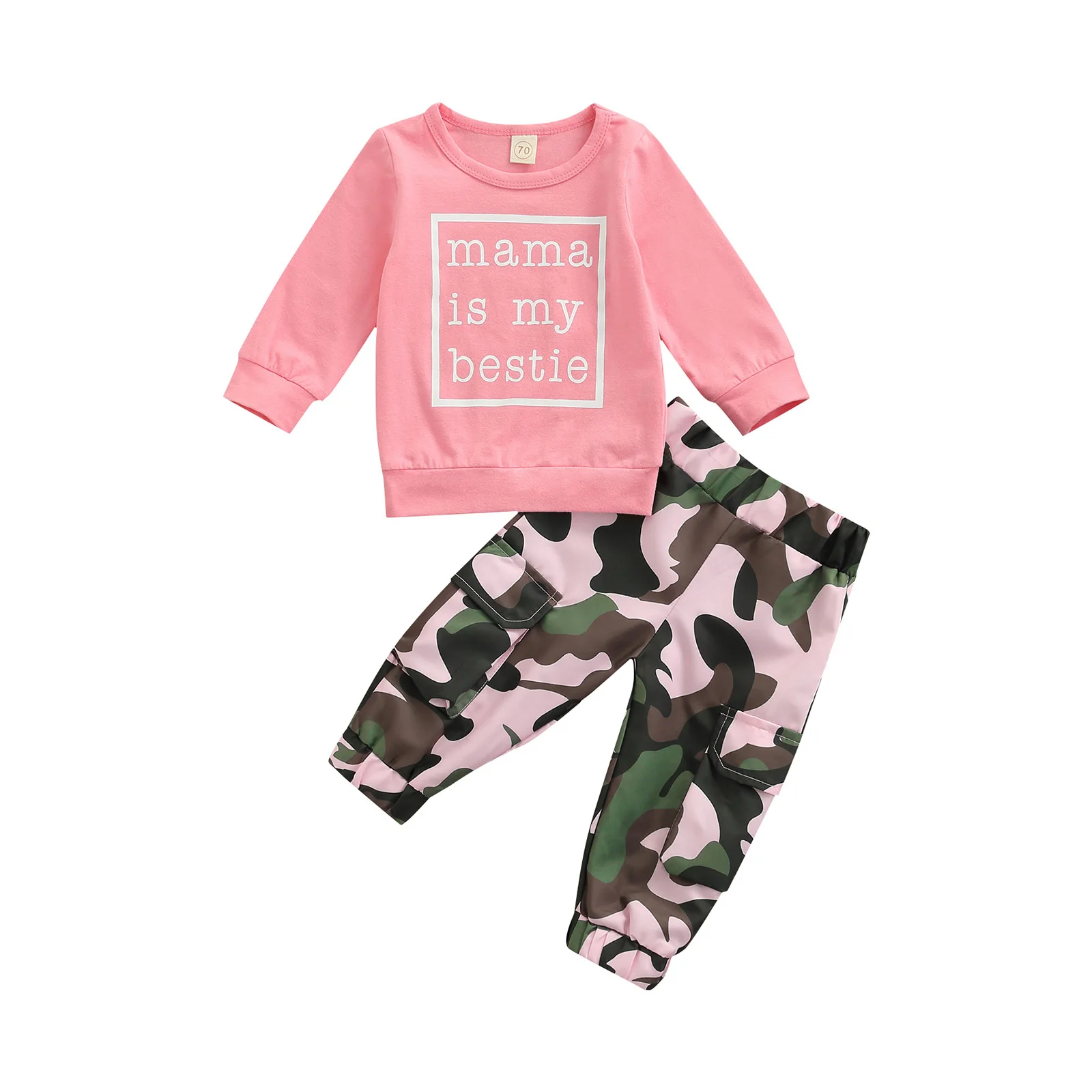 Baby Girls Clothes Set, Letter Print Long Sleeve O-neck T-shirt+Camouflage Trousers with Pockets For Toddler Newborn Babies
Baby Girls Clothes Set, Letter Print Long Sleeve O-neck T-shirt+Camouflage Trousers with Pockets For Toddler Newborn Babies