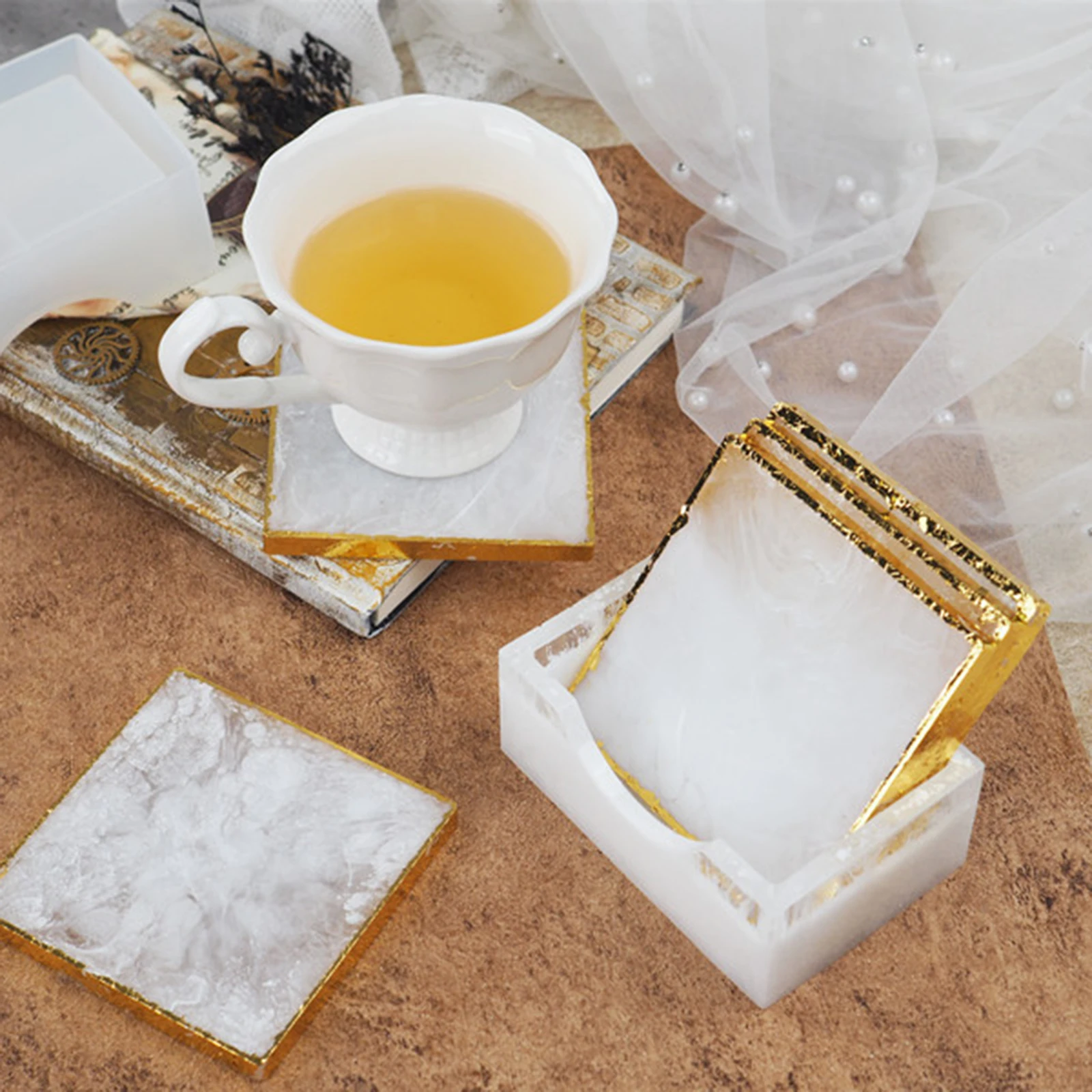 Rectangle Silicone Coaster & Coaster Box Set Resin Mold DIY Craft Epoxy Coaster Storage Box Coaster Mold Set Making Tool
Rectangle Silicone Coaster & Coaster Box Set Resin Mold DIY Craft Epoxy Coaster Storage Box Coaster Mold Set Making Tool